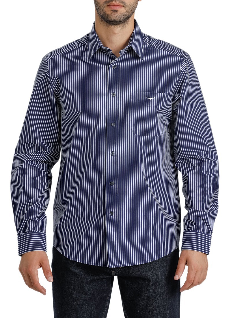 RM Williams Collins Shirt - Navy | Buy Online at Mode.co.nz