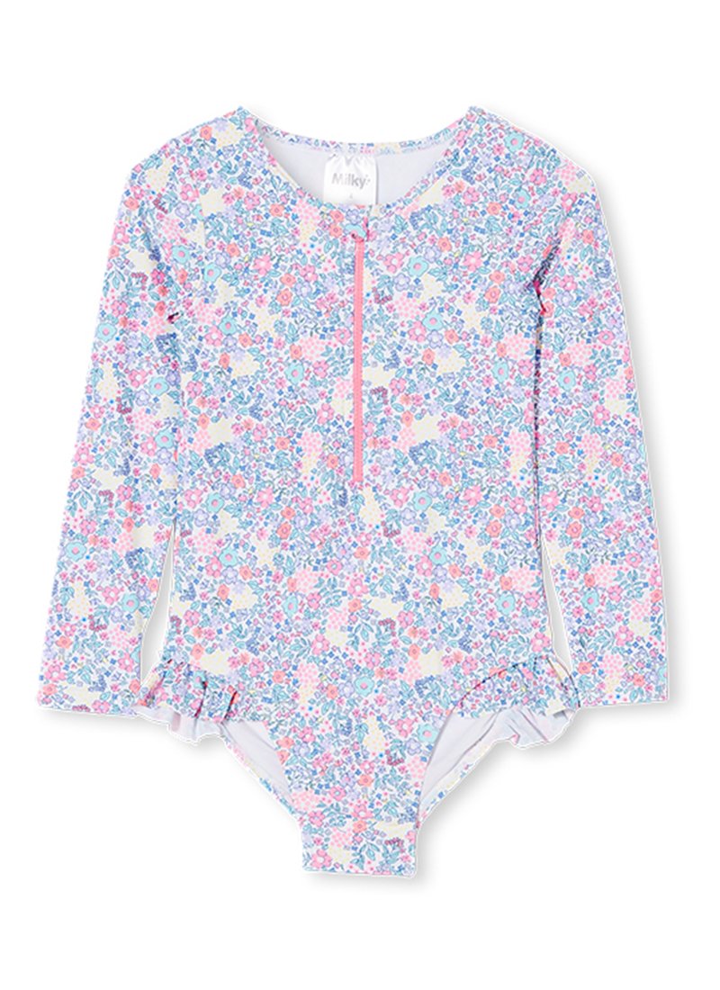 Milky Neon Floral LS Swimsuit | Buy Online at Mode.co.nz