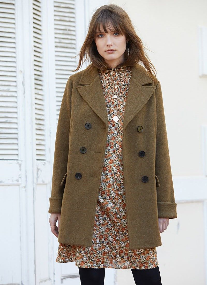 Sass Arden Double Breasted Coat in Tan