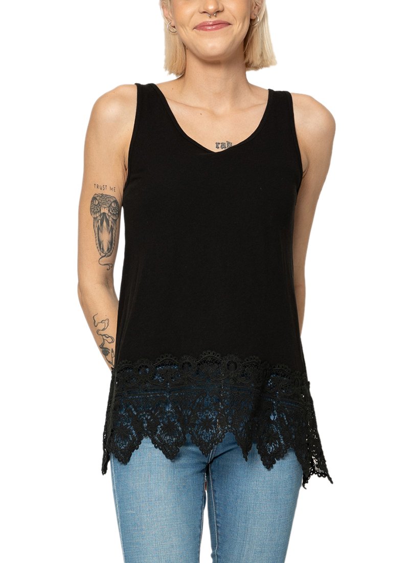 long tank tops with lace trim on bottom