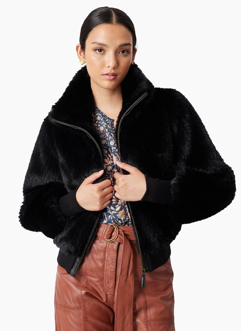 Once was Novella fur jacket in Black | Shop Once Was Online